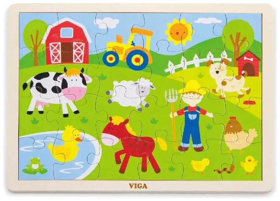 Detské drevené puzzle Farma
