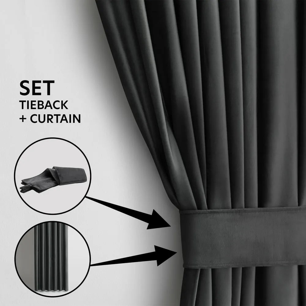 Sivý zamatový dimout záves 140x270 cm – Restilo