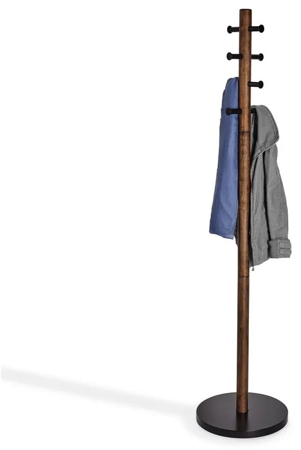 Čierny prírodný vešiak z kaučukového dreva Pillar - Umbra