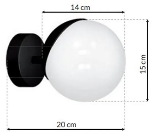 Nástenné svietidlo Sfera, 1x biele sklenené tienidlo, b