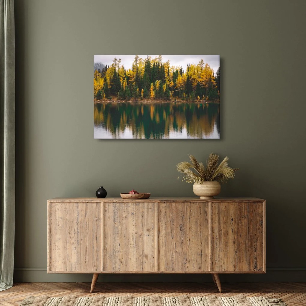 Obraz lesného jazera (90x60 cm)