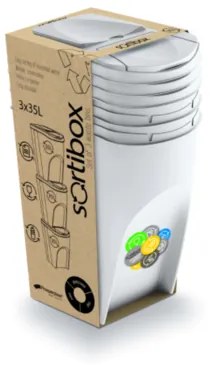 Kôš na triedený odpad Sortibox 35 l, 3 ks, biela