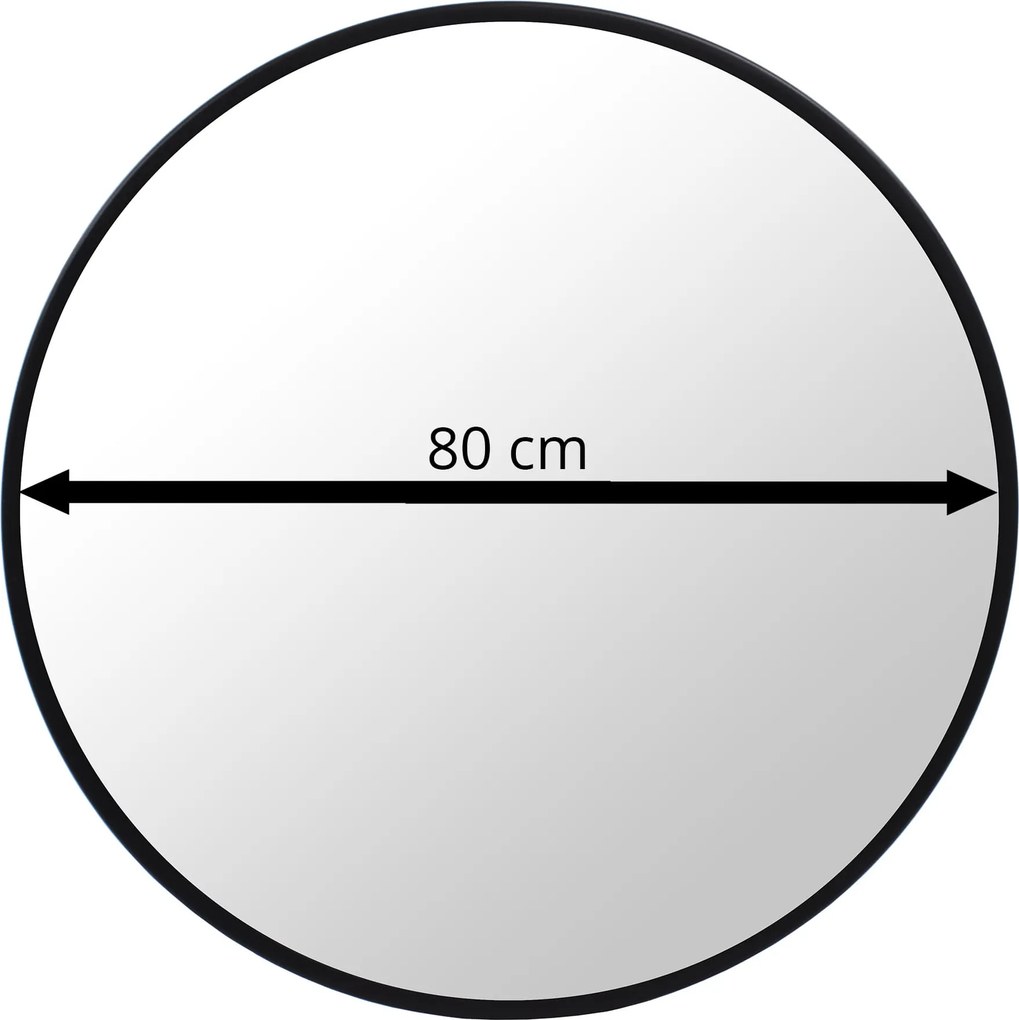 Dekorstudio Okrúhle zrkadlo s čiernym kovovým rámom 80 cm