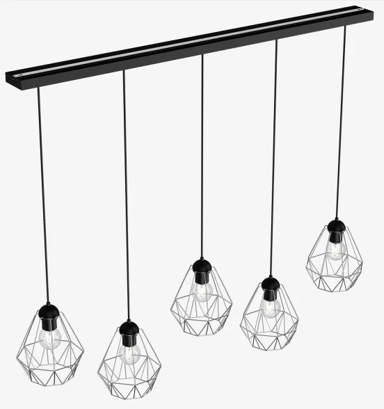 Luster na lanku BERGEN 5xE27/60W/230V čierna/lesklý chróm