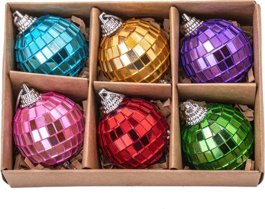 Sklenené vianočné ozdoby v súprave 6 ks ø 4 cm Mirror Disco – Sass &amp; Belle