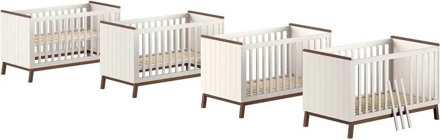 Béžová postieľka z borovicového dreva s odnímateľným bokom/s nastaviteľnou výškou 70x140 cm Sezane – Vipack