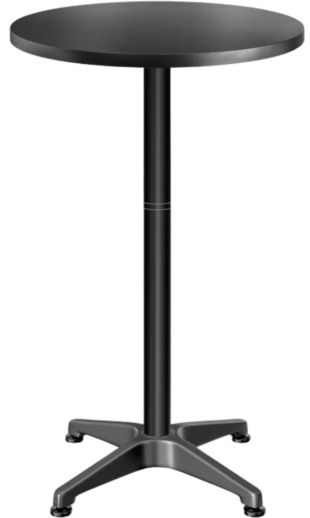 Výškovo nastaviteľný hliníkový barový stôl NERO, Ø60cm, čierna Casaria