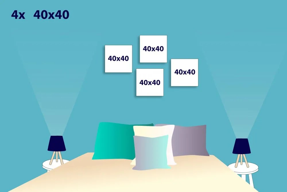 Set obrazov kompozícia Feng Shui prvkov