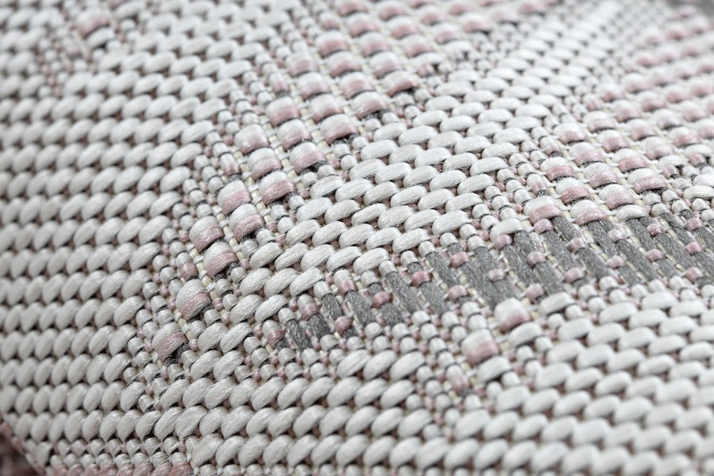 Koberec SISAL SION palmové listy, tropický 2837 ecru / ružový