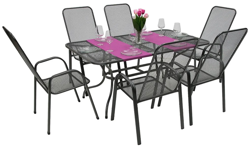 Deokork Záhradná kovová zostava SANDRA 1+6 stůl 160x95 cm (CT311)