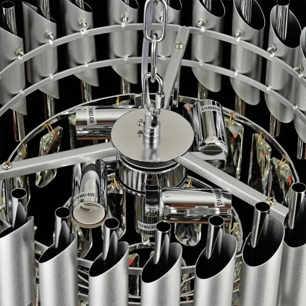 Brilagi – závesný luster na reťazi ECLIPSE 5×E14/10W/230V, pr. 38 cm, strieborný