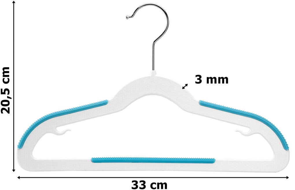 Súprava 30 ks detských vešiakov KIDSI bielo-modrá