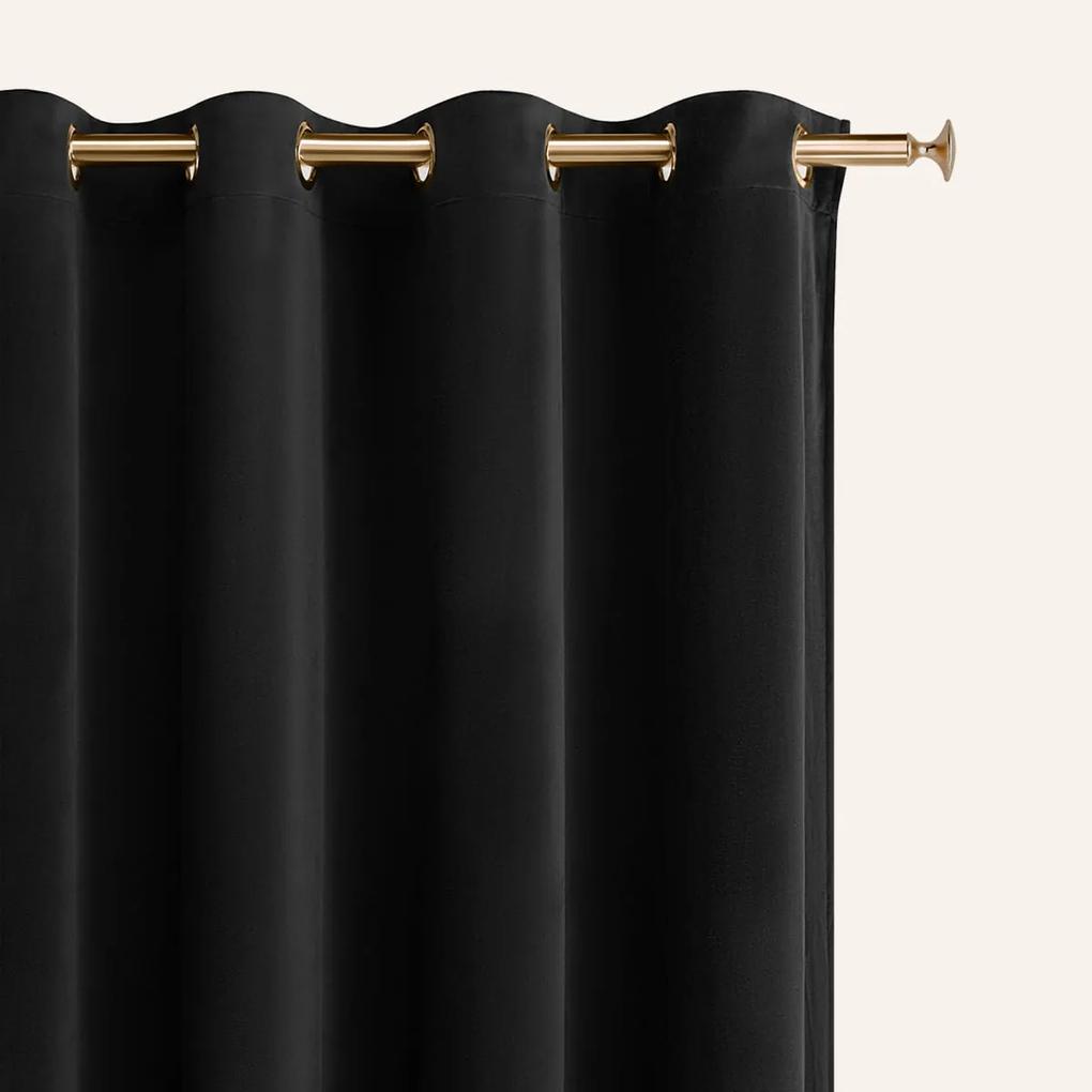 Dekorstudio Zamatový záves CHARMY na zlaté dekoračné kolieska - čierny Rozmer závesu: 140x260cm