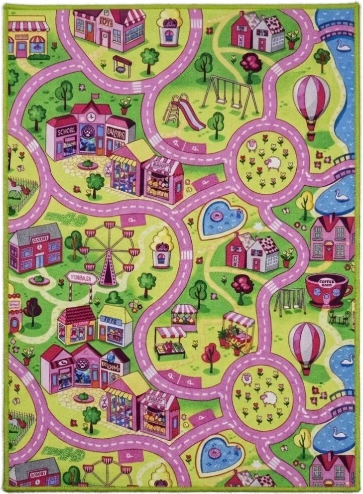 Detský kusový koberec cesty Sweet Town, 95x133, viacfarebná, detská izba, Associated Weavers