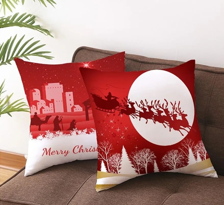 Obliečka na vankúš 3D Merry Christmas zelená