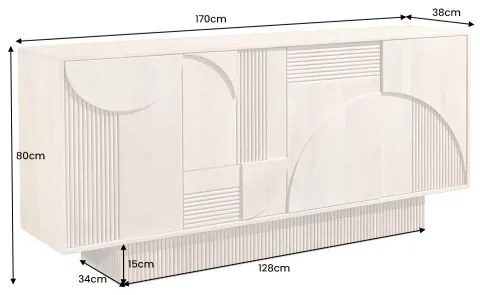 Komoda 44060 170cm Art Deko Drevo Mango - Komfort-nábytok