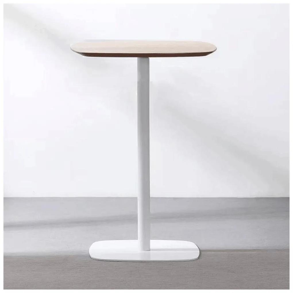 Tempo Kondela Barový stôl, dub/biela, MDF/kov, priemer 60 cm, HARLOV