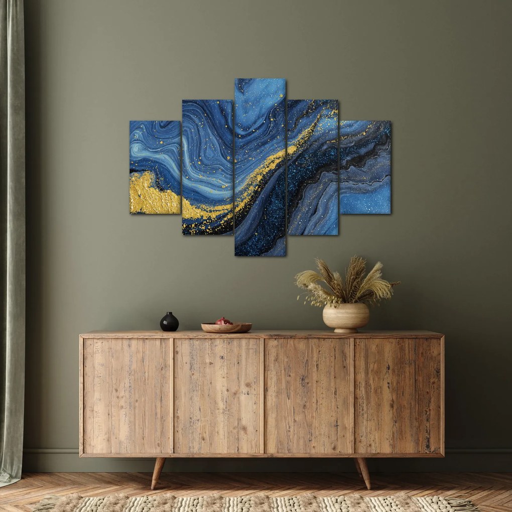 Obraz - Modro-zlatá abstrakcia (150x105 cm)