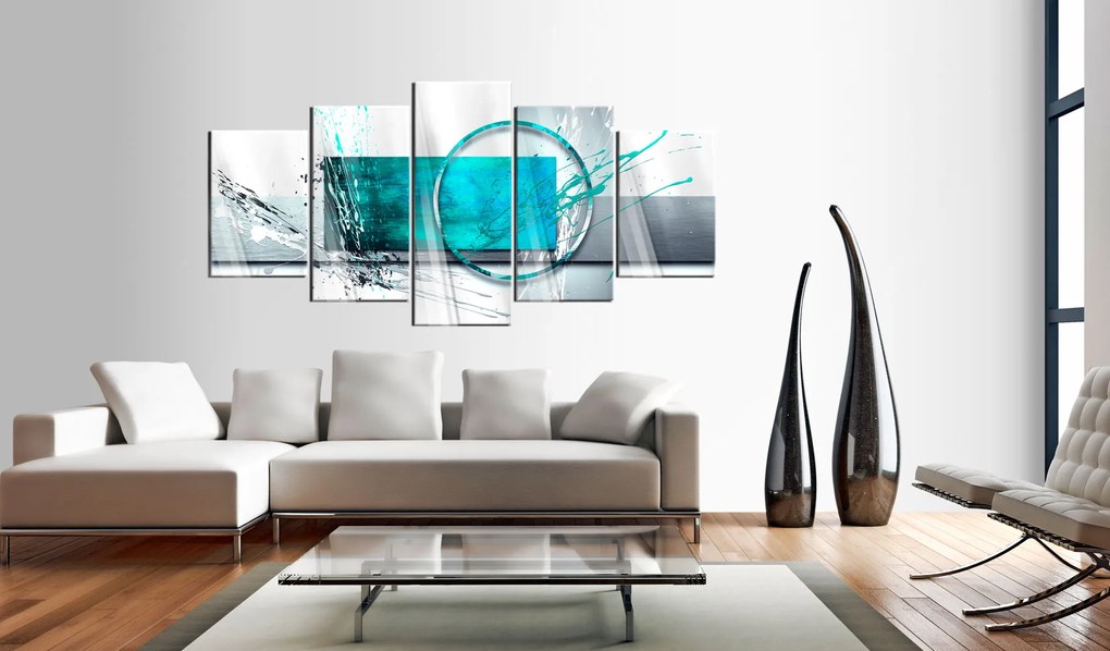 Artgeist Obraz na akrylátovom skle - Turquoise Expression [Glass] Veľkosť: 100x50