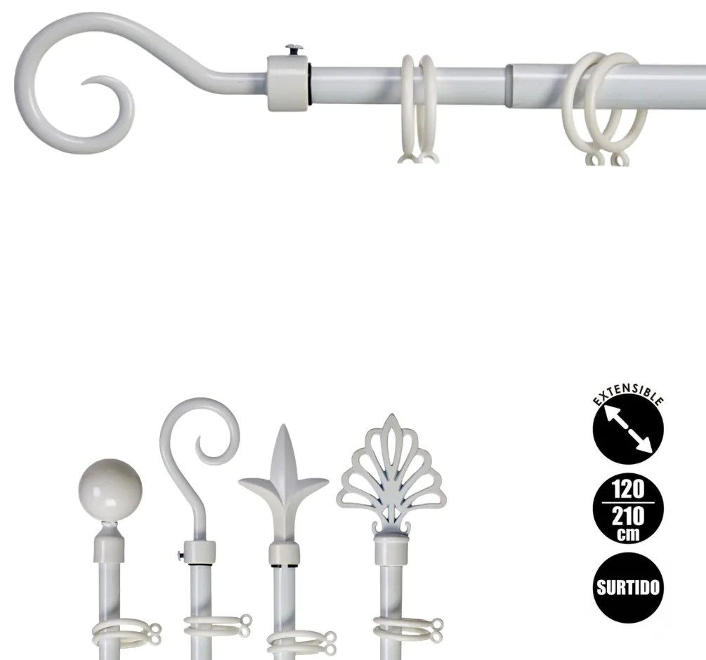 Biela kovová garniža VALANCE LOOP 120-210 cm