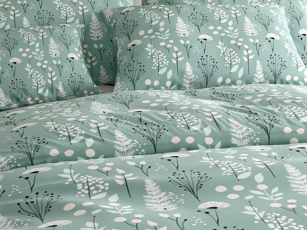 Bavlnené obliečky WILD FLOWERS mentolové hotelová kapsa Rozmer obliečky: 70 x 90 cm | 140 x 200 cm