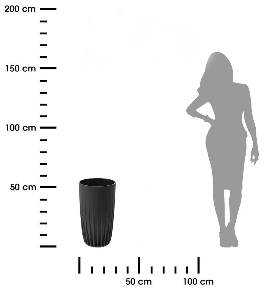 PLASTOVÝ KVETINÁČ STRIPPED ECO 51X30 CM ANTRACITOVÁ