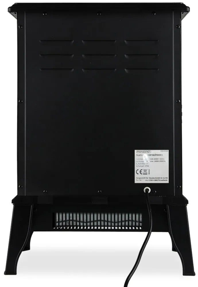 Elektrický krb s ohrievačom 2000W, čierny