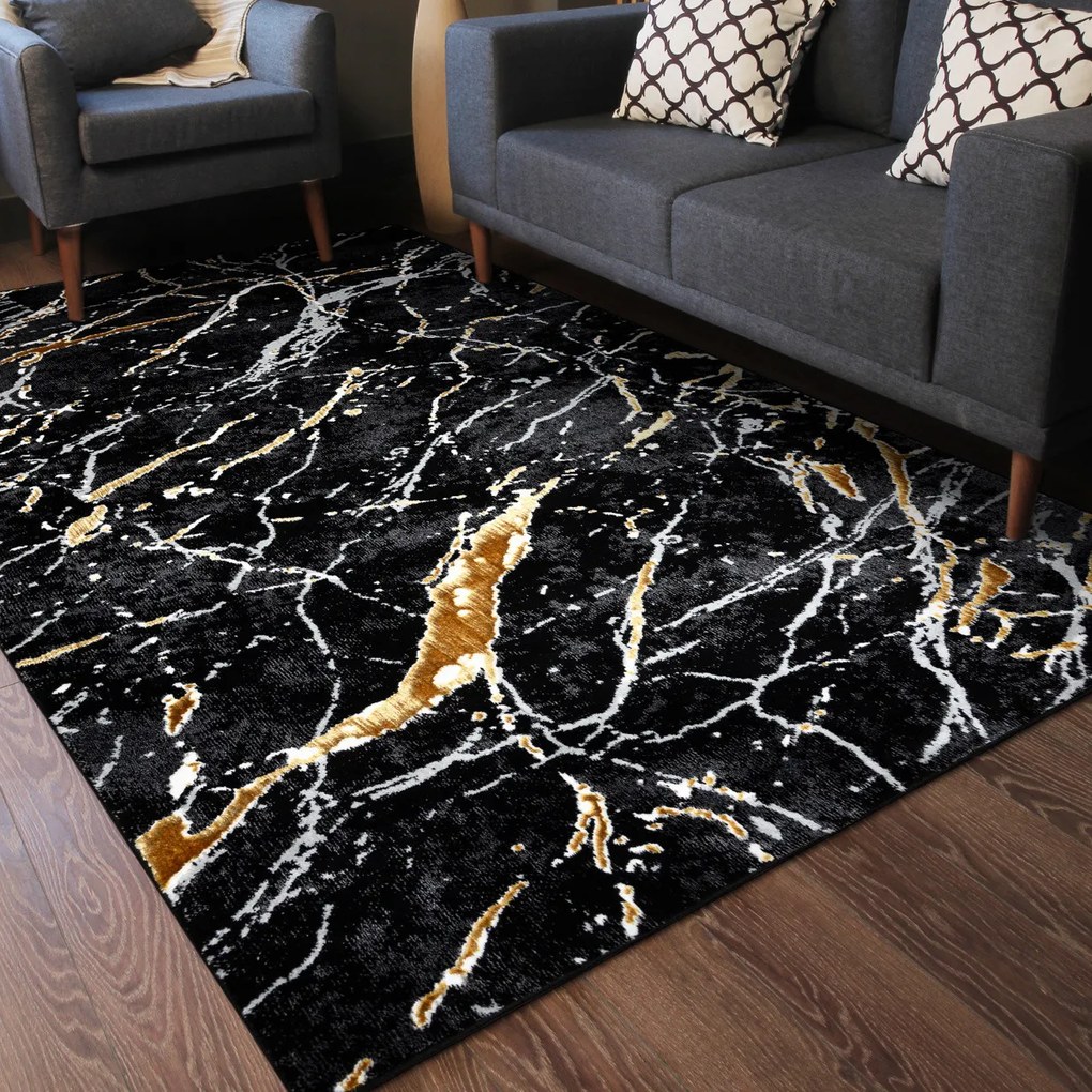 Kusový koberec Allure 1963 black/gold, 140x190, čierna, kancelária, Dywany Łuszczów