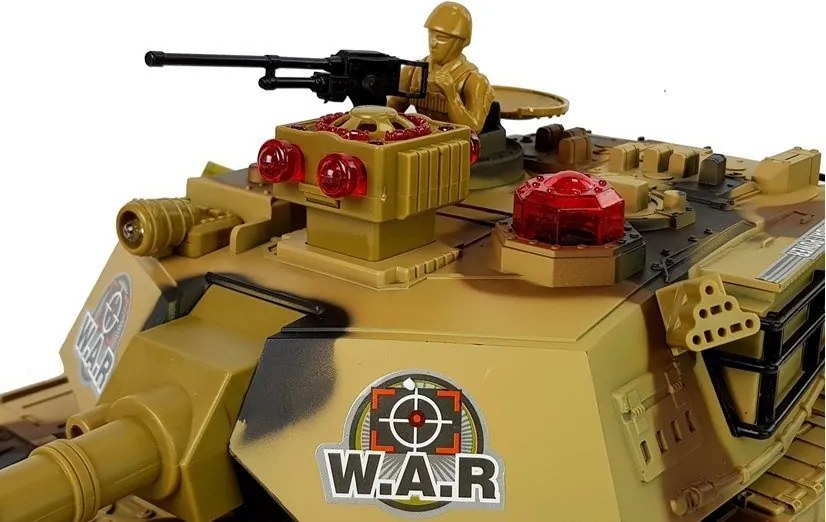 LEAN Toys Veľký diaľkovo ovládaný tank R/C 2,4 Ghz Svetlá Zvuky Streľba Žltá