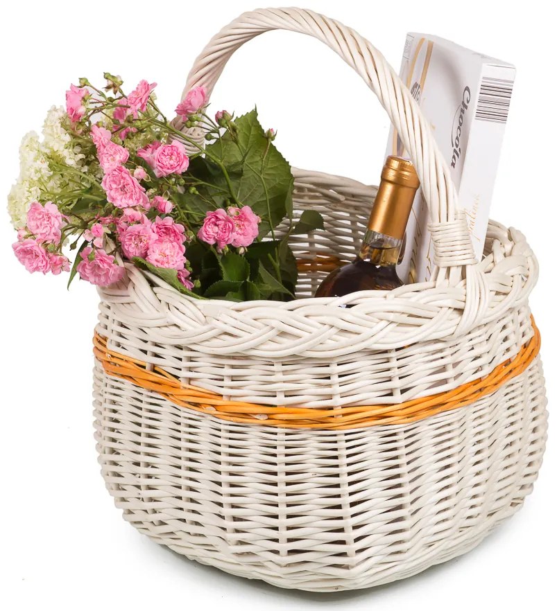 Nákupný kôš prútený bielený Lány VIII.š. 31 x hl. 31 x v. 25/40(cm)