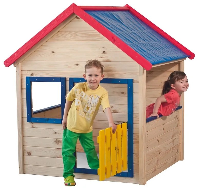 Woody Drevený záhradný domček s farebným lemovaním 10110