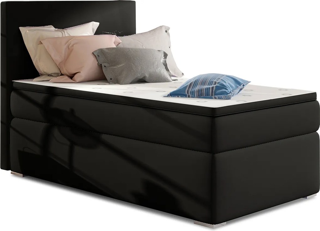 Čalúnená jednolôžková posteľ s úložným priestorom Rodrigo 90 L - čierna (Soft 11)