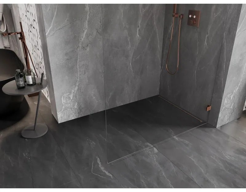 Mexen Lunar L, sprchová stena pravá 50 x 200 cm, 8mm číre sklo, ružové zlato profil, 830L-050-000-60-00-P