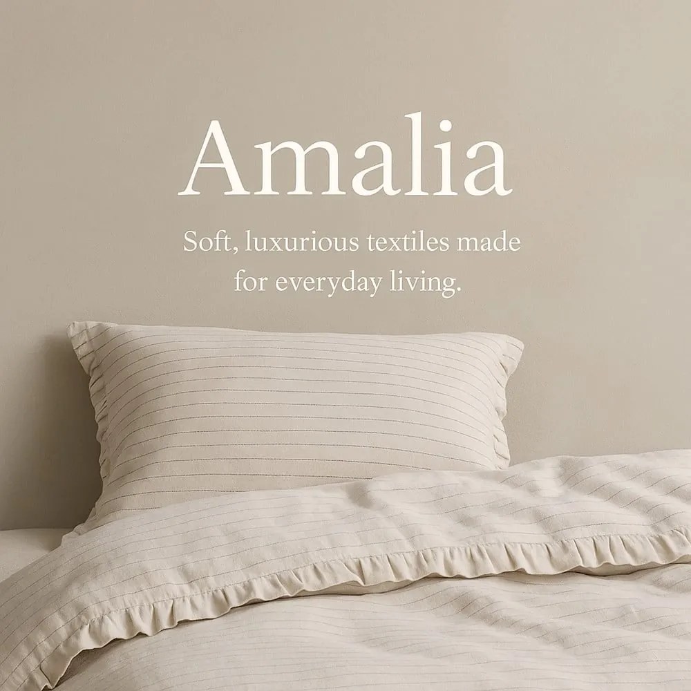 Béžové obliečky na dvojlôžko/predĺžené z bavlny Renforcé 240x220 cm Amalia Striped – Mila Home Luxury