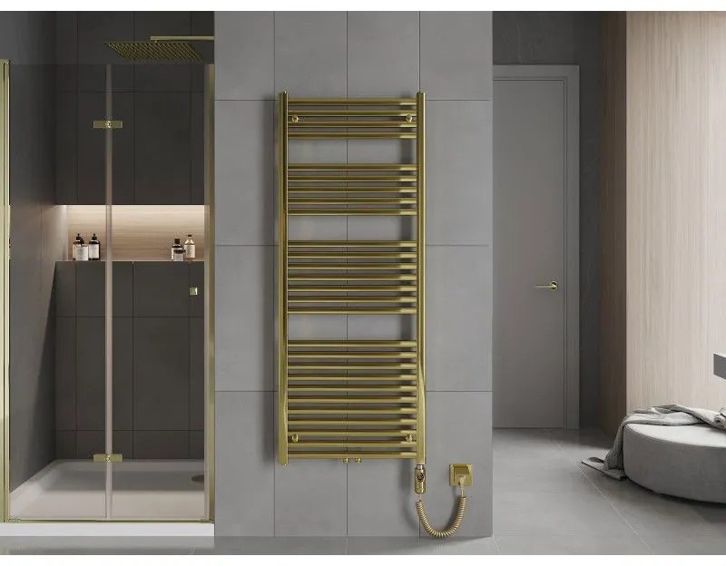Mexen Hades, elektrické vykurovacie teleso 1500 x 600 mm, 600 W, zlatá lesklá, W104-1500-600-2600-50
