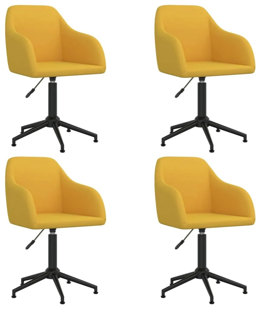 Otáčacie jedálenské stoličky 4 ks žlté zamatové 3089850