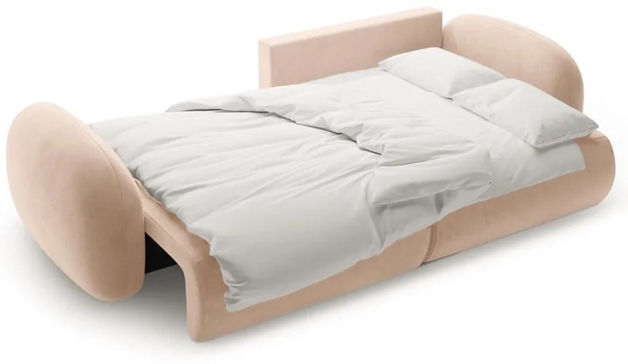 Béžová zamatová rozkladacia/s úložným priestorom rohová pohovka Tonale – Cosmopolitan Design