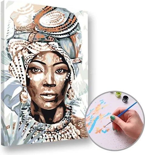 Maľovanie podľa čísel AFRICKÁ ŽENA – stredná náročnosť