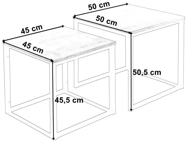 Sada 2 konferenčných stolíkov PRAVEN Craft biely