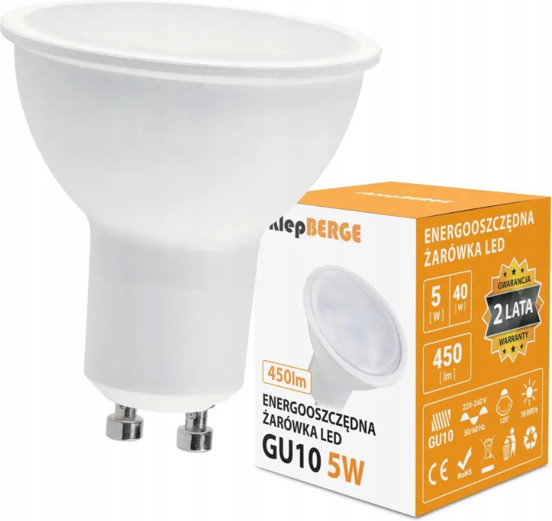 BERGE SADA 6x LED žiarovka GU10 5W 450lm  - neutrálna biela