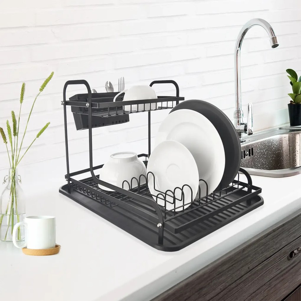 Orion Odkvapkávač na riad, čierny, 2-poschodový, RADKA2