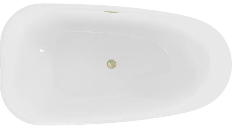 Mexen Giada, voľne stojaca vaňa 170 x 90 cm, biela lesklá, zlatý matný prepad, 52741709000-55