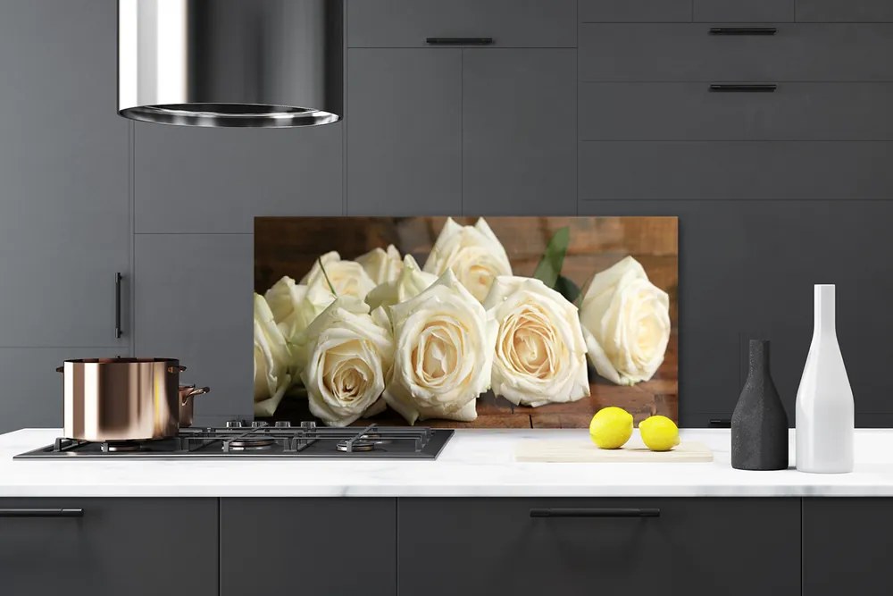 Sklenený obklad Do kuchyne Ruže kvety rastlina 125x50 cm