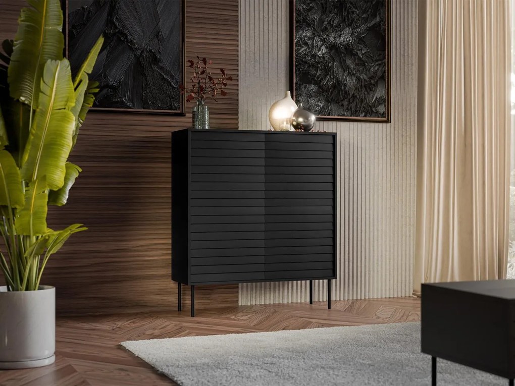 Komoda Heprano 100 4D, Farby: čierna
