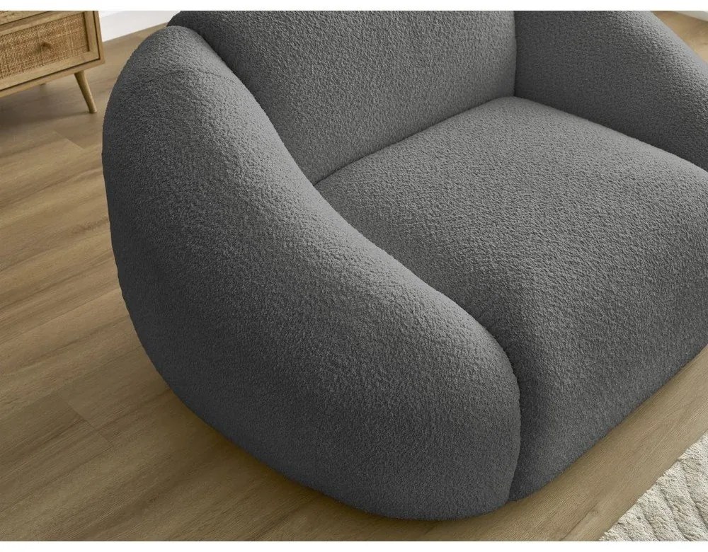 Sivé kreslo z textílie bouclé Tina – Bobochic Paris