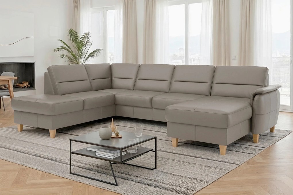 XXXLutz SEDACIA SÚPRAVA, textil, koža, sivá Sit & More - Sedačky - 00014403326F