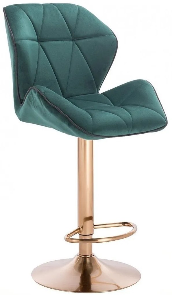 LuxuryForm DESIGN Barová stolička MILANO MAX VELUR na zlatom tanieri - zelená