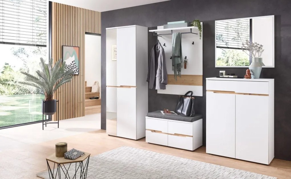 Predsieňový šatníkový panel Memphis, biely/dub artisan