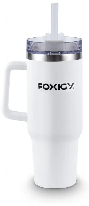 Foxigy Termohrnček do auta so slamkou 1200 ml White