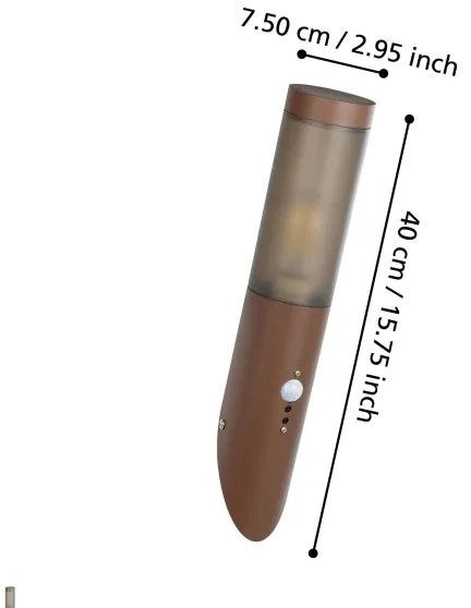 Eglo 900985 -Vonkajšie nástenné svietidlo so senzorom HELSINKI 1xE27/15W/230V IP44
